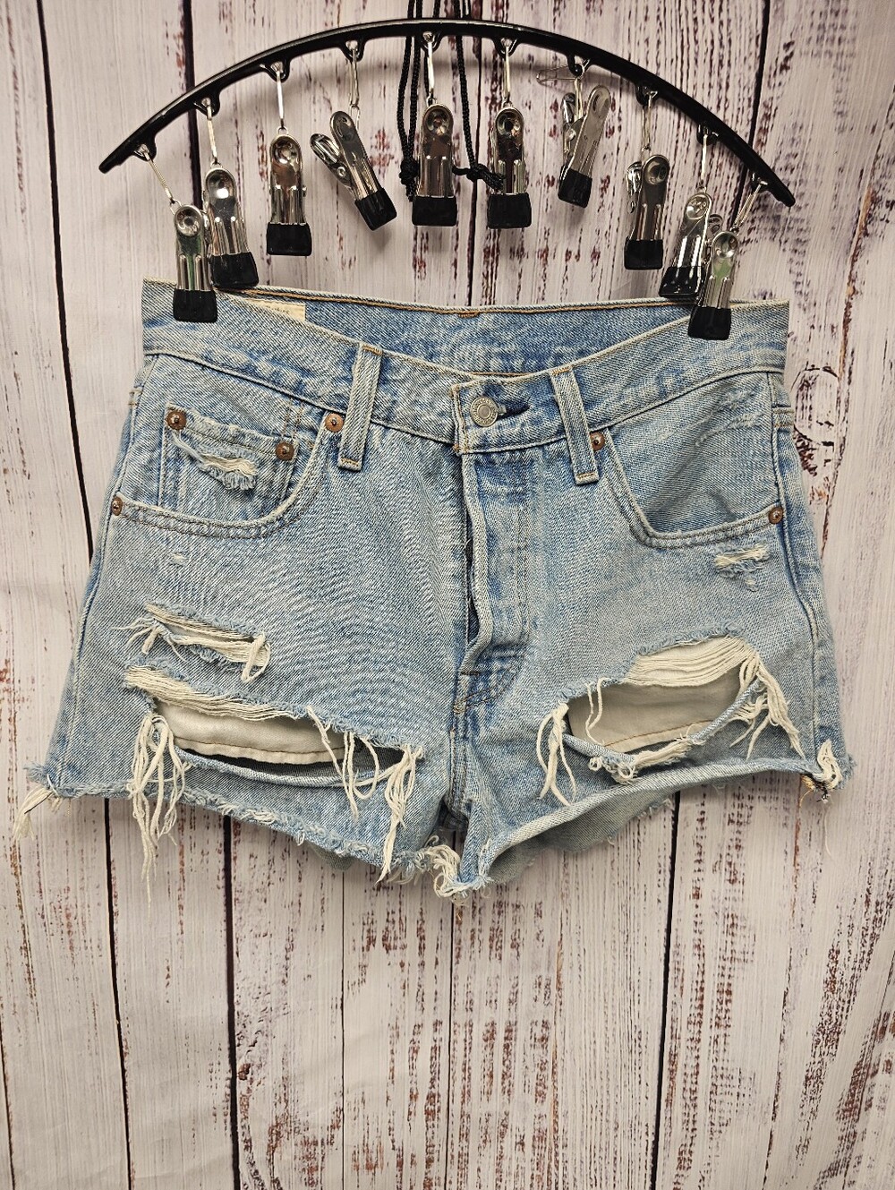 ​Levi's Big E Premium 501 Women's Size 25 Light Wash Distressed Cut-Off Denim